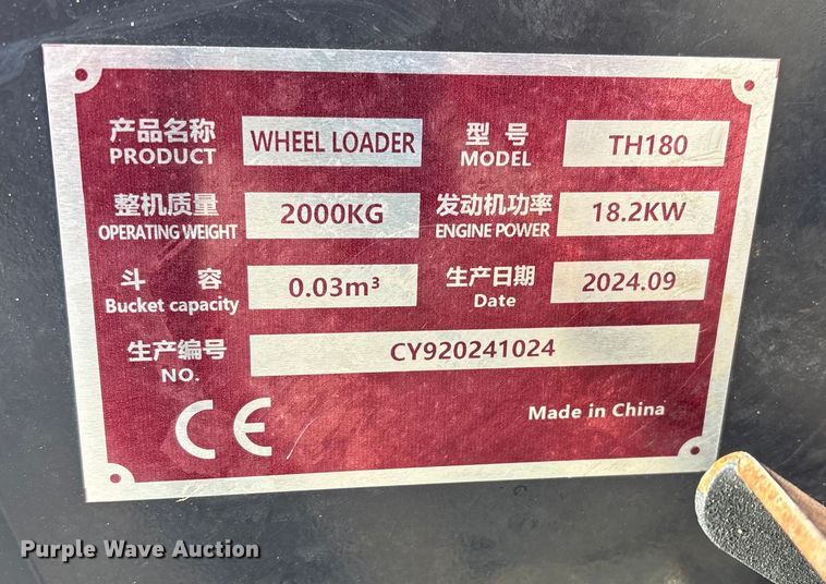 image for item ED5079 2024 Toho TH180 compact wheel loader