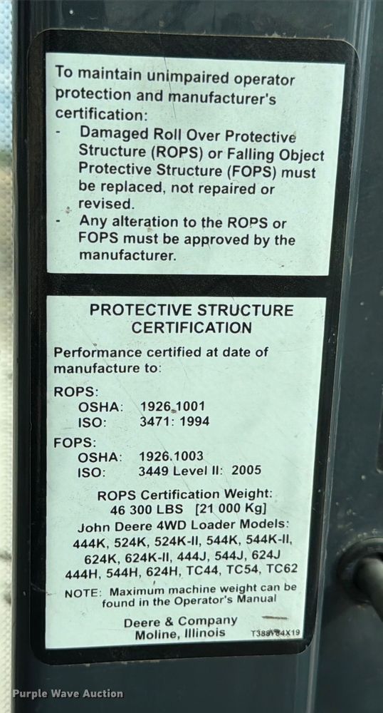 image for item ED5914 2018 John Deere 544K-II wheel loader