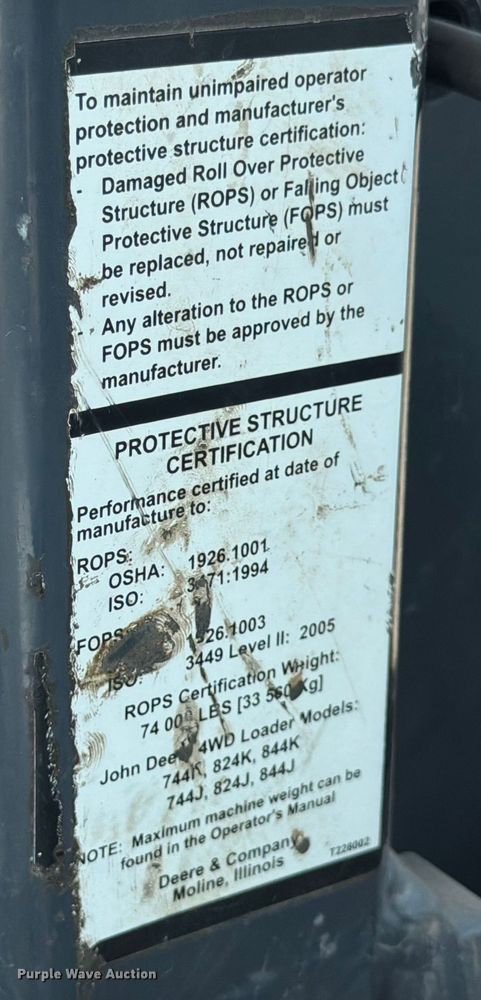 image for item ED5915 2011 John Deere 744K wheel loader