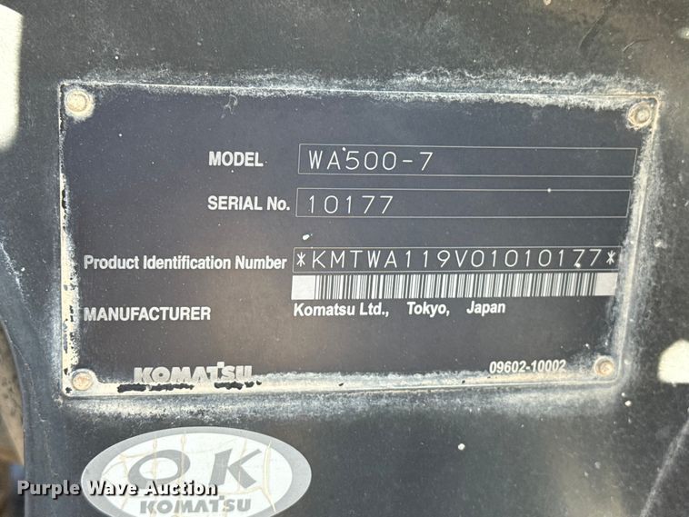 image for item EE3385 2013 Komatsu WA500-7 wheel loader