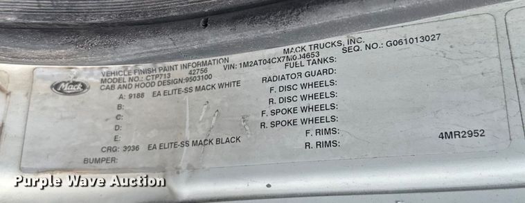 image for item EE3405 2007 Mack CTP713 dump truck