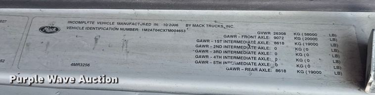 image for item EE3405 2007 Mack CTP713 dump truck