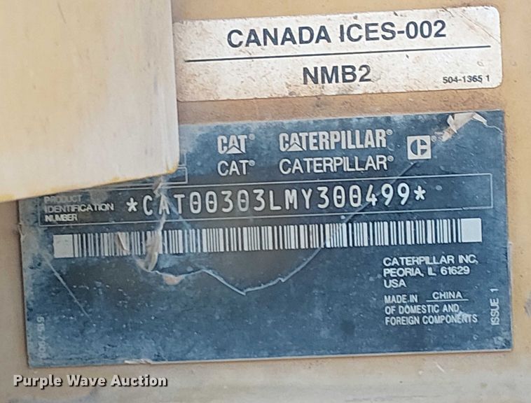 image for item EE5004 2022 Caterpillar 303 CR mini excavator