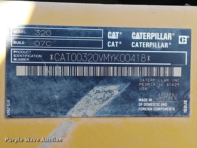 image for item EE5006 2021 Caterpillar 320 excavator