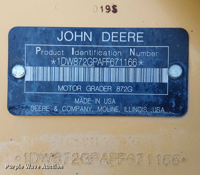 image for item EE5056 2015 John Deere 872 GP motor grader