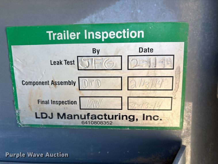 image for item EF6157 2014 LDJ Manufacturing ADT750-D fuel trailer