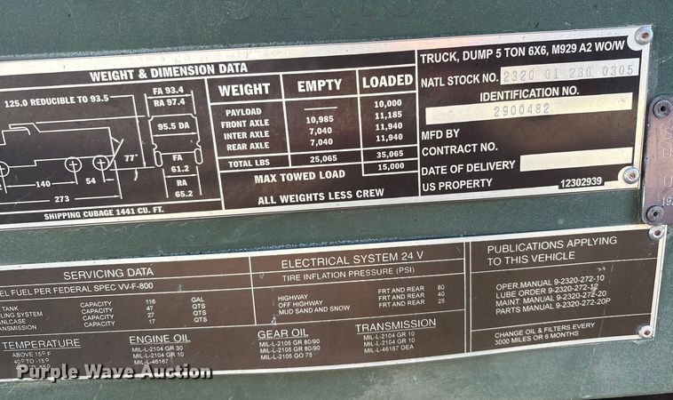 image for item EF6206 1990 Am General M929A2 dump truck