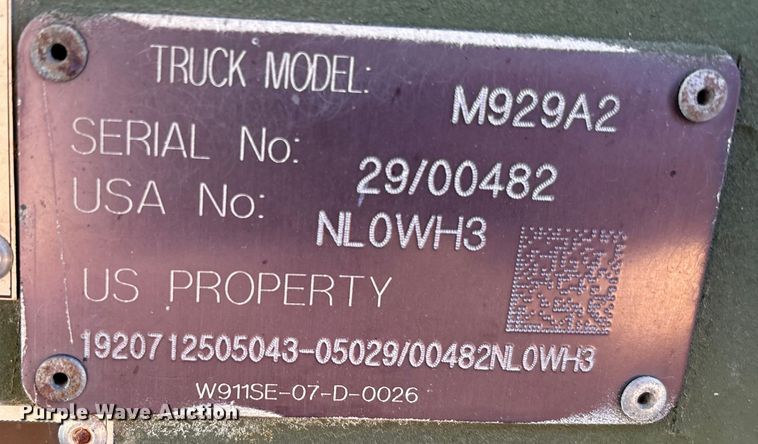 image for item EF6206 1990 Am General M929A2 dump truck