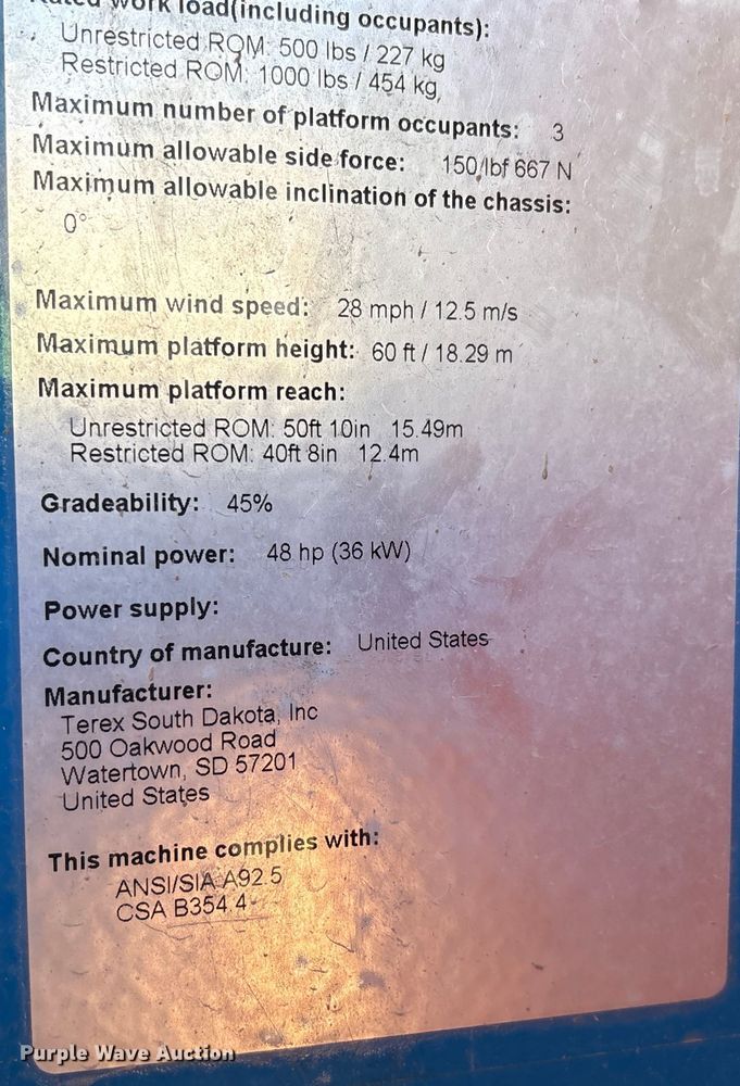 image for item EF6213 2014 Genie S-60X boom lift