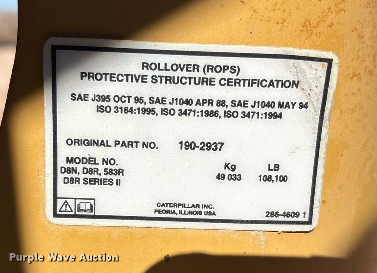 image for item EF6236 2001 Caterpillar D8R dozer