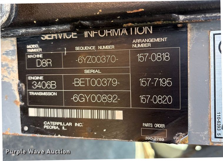 image for item EF6236 2001 Caterpillar D8R dozer