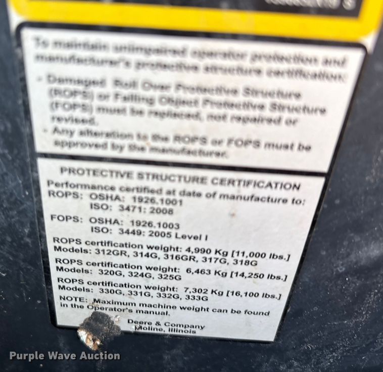 image for item EF6242 2020 John Deere 331G tracked skid steer loader