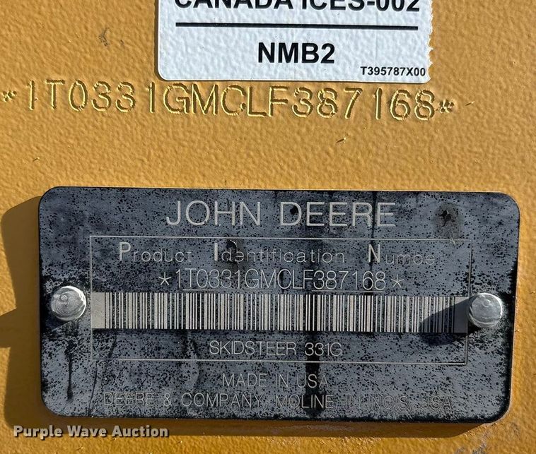 image for item EF6242 2020 John Deere 331G tracked skid steer loader