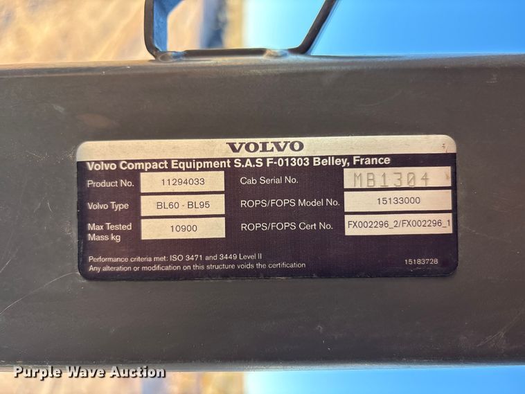 image for item EF6243 2012 Volvo BL70B backhoe