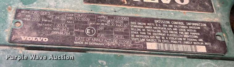 image for item EF6243 2012 Volvo BL70B backhoe