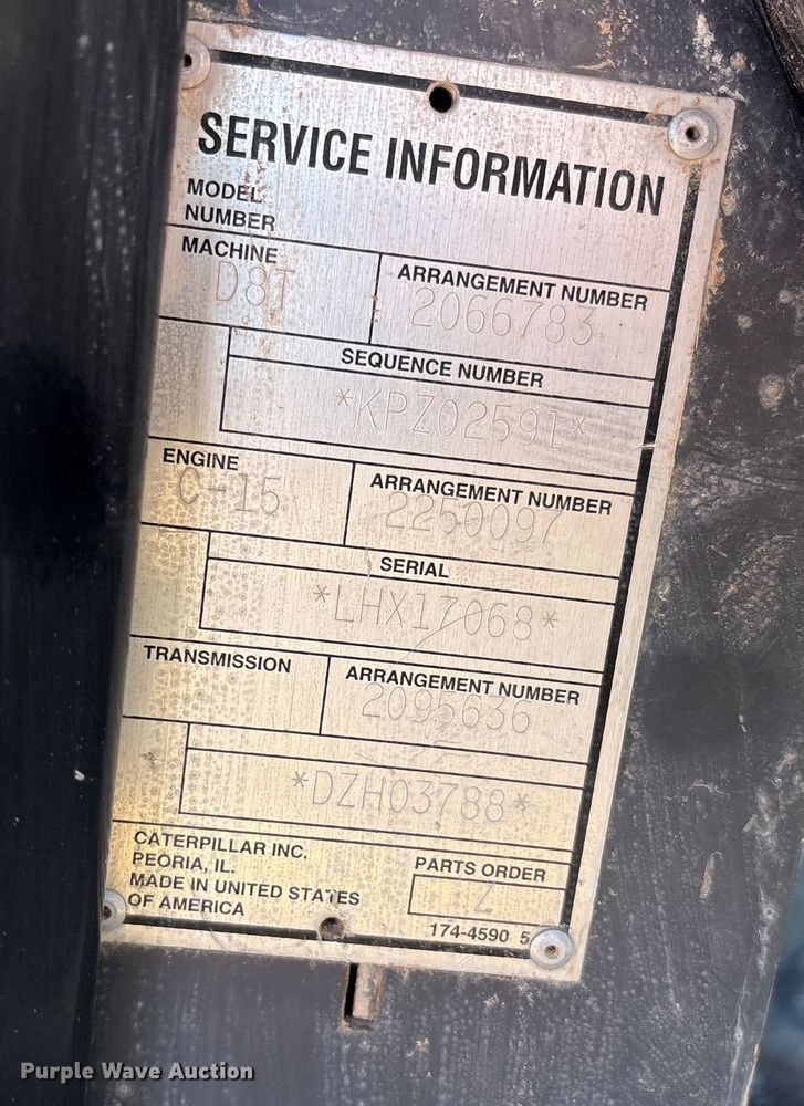 image for item EF6245 2008 Caterpillar D8T dozer