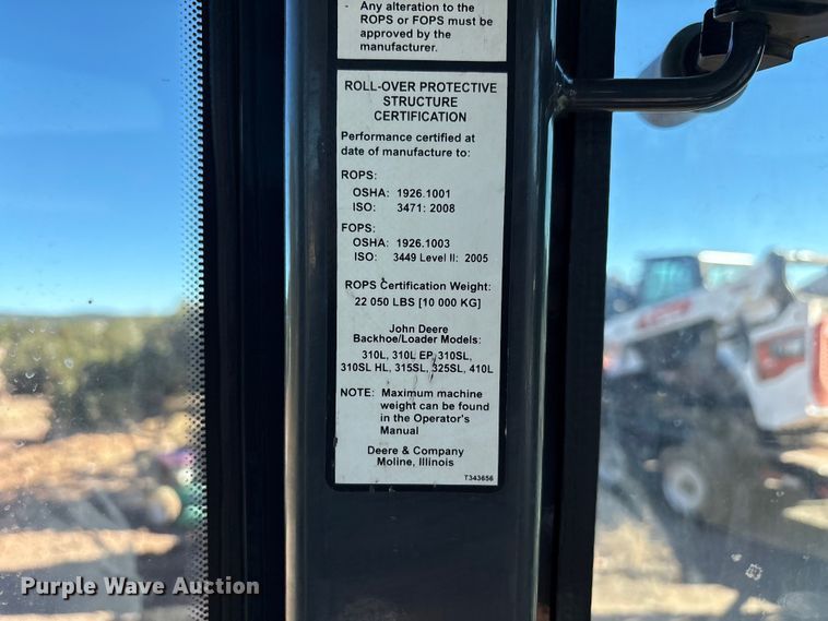 image for item EF6247 2019 John Deere 310L EP backhoe