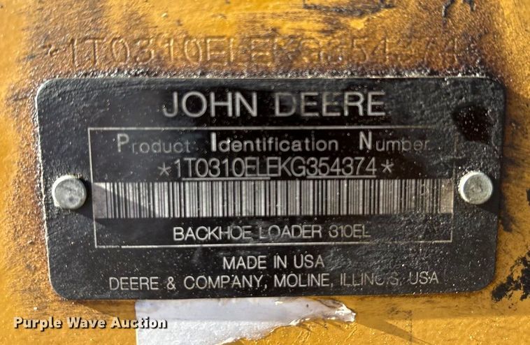 image for item EF6247 2019 John Deere 310L EP backhoe