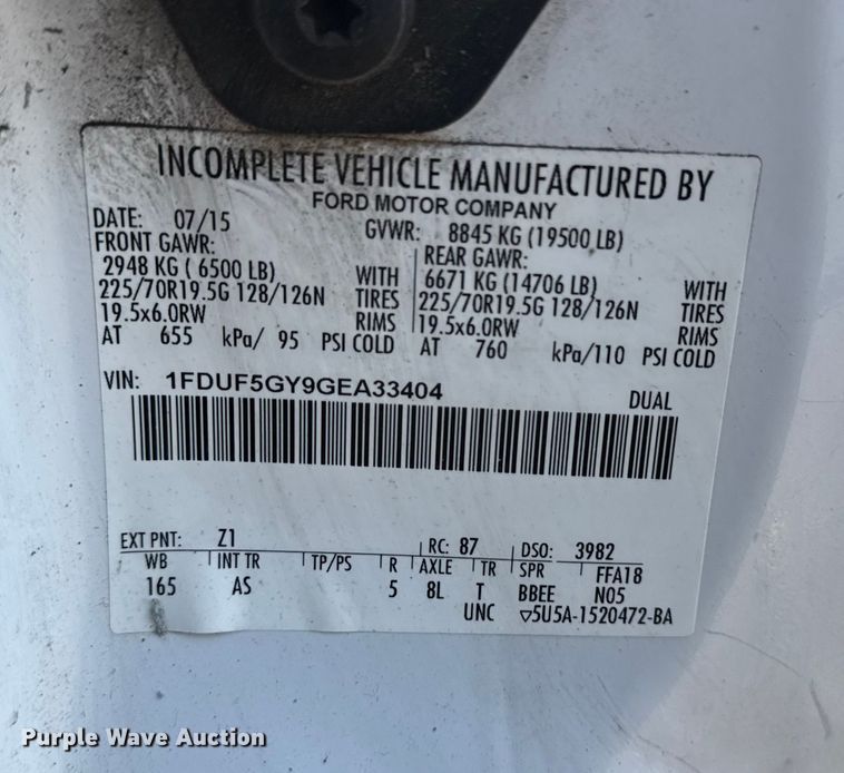 image for item EG1802 2016 Ford F550 Super Duty bucket truck