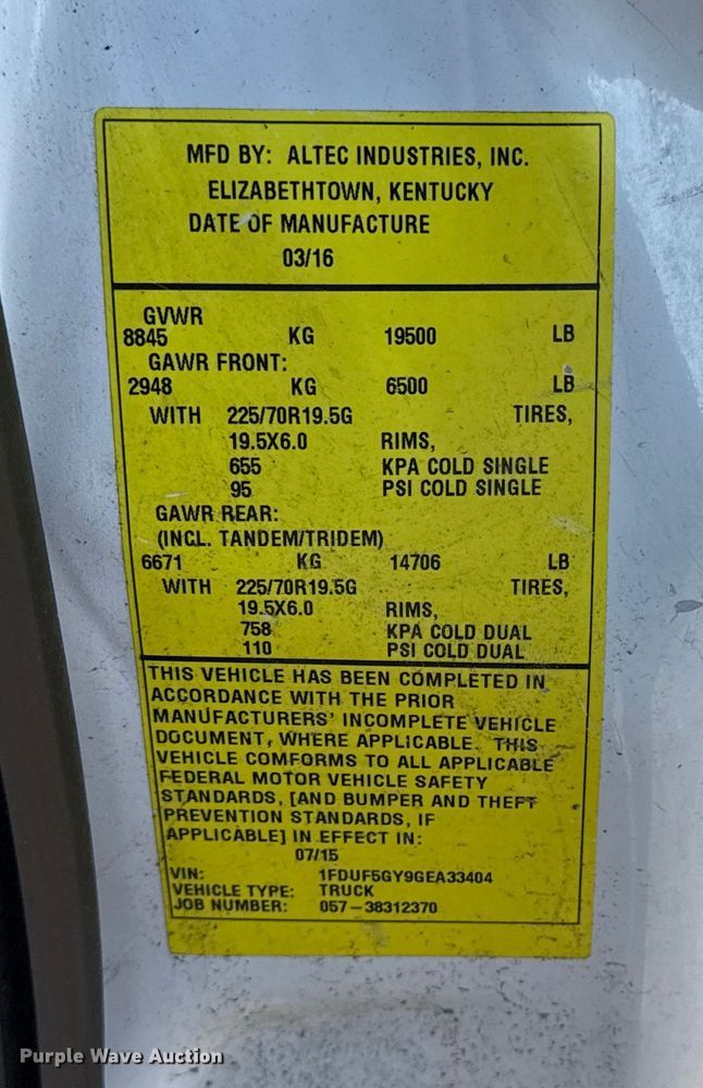 image for item EG1802 2016 Ford F550 Super Duty bucket truck