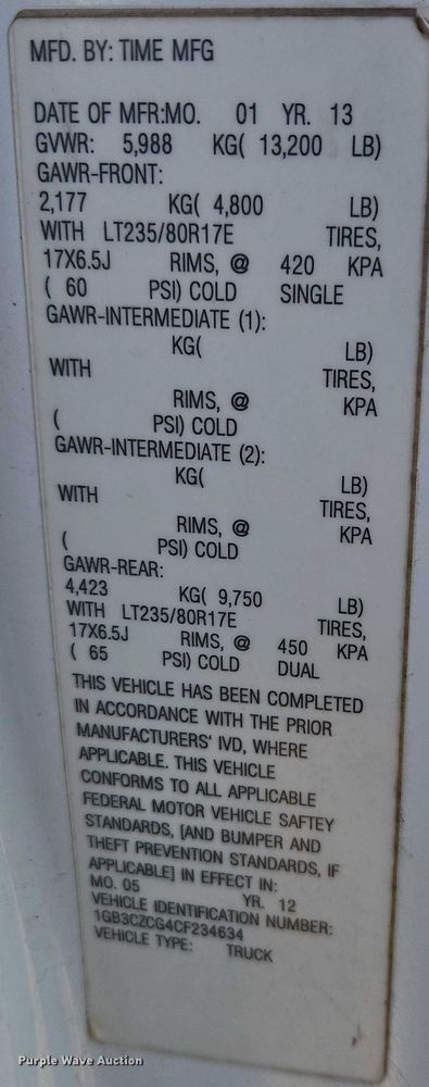 image for item EI8933 2012 Chevrolet Silverado 3500 bucket truck