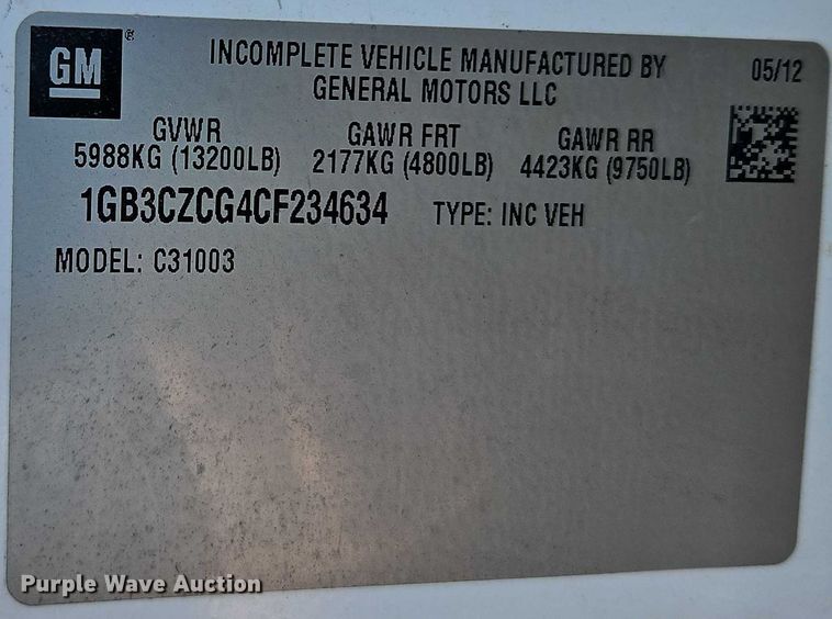 image for item EI8933 2012 Chevrolet Silverado 3500 bucket truck