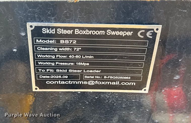 image for item EN0069 2025 Future BS72 skid steer broom