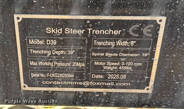 image for item EN0081 2025 Future D39 skid steer trencher