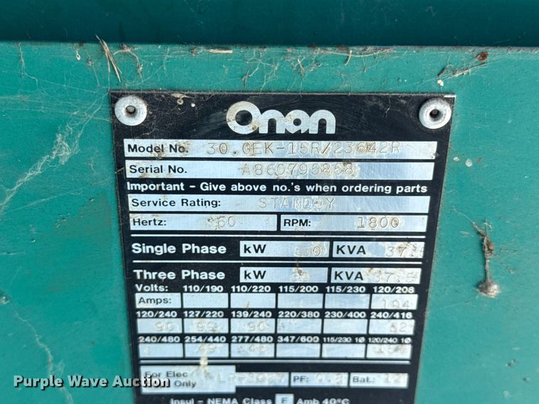 image for item EN0724 Onan 30.0EK-15R/23642R generator