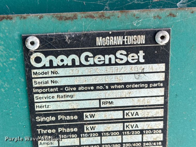 image for item EN0725 Onan 30.0EK-I5R/23642M generator