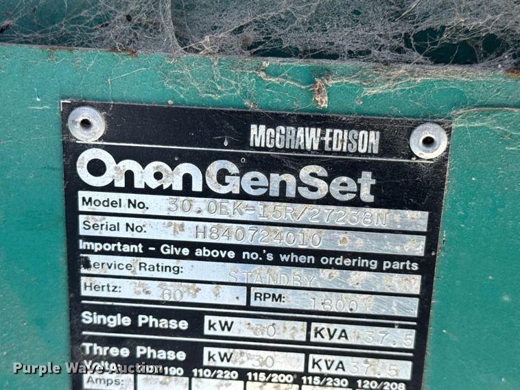 image for item EN0727 Onan 30.0EK-15R/27238N generator
