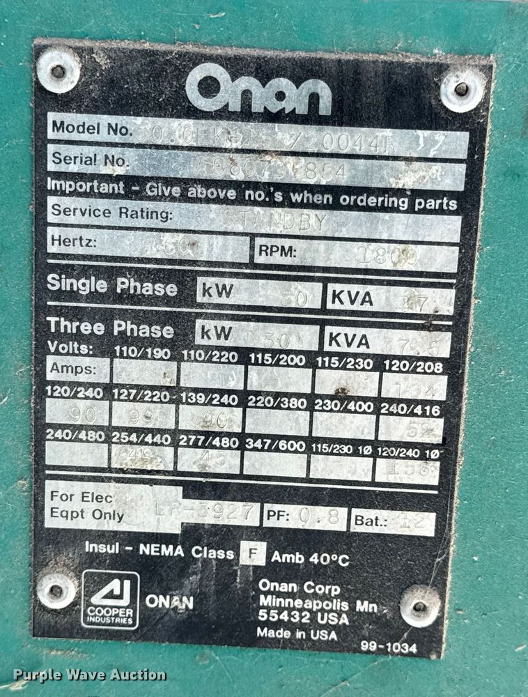 image for item EN0728 Onan 30.0EK-15R/20044R generator
