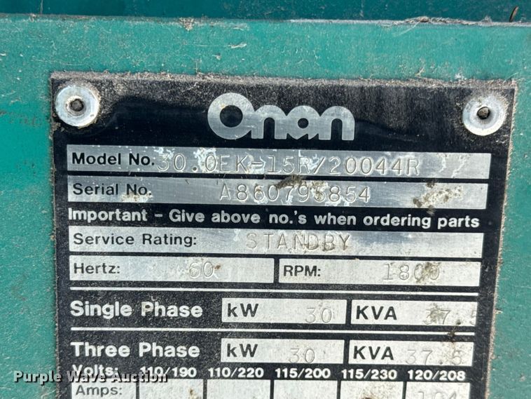 image for item EN0728 Onan 30.0EK-15R/20044R generator