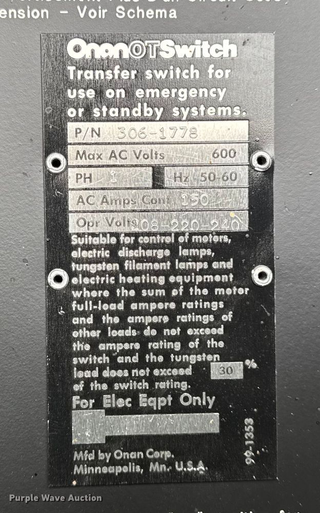 image for item EN0728 Onan 30.0EK-15R/20044R generator