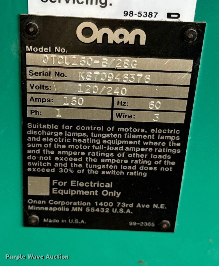 image for item EN0729 Onan 30.0EK-15R/23642R generator
