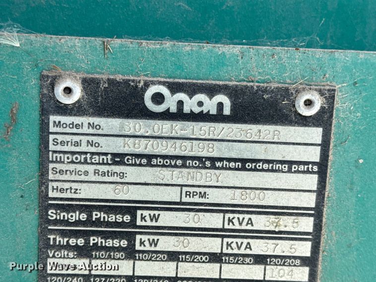 image for item EN0730 Onan 30.0EK-15R/23642R generator