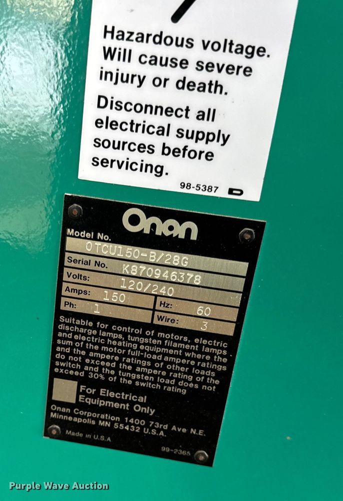 image for item EN0730 Onan 30.0EK-15R/23642R generator