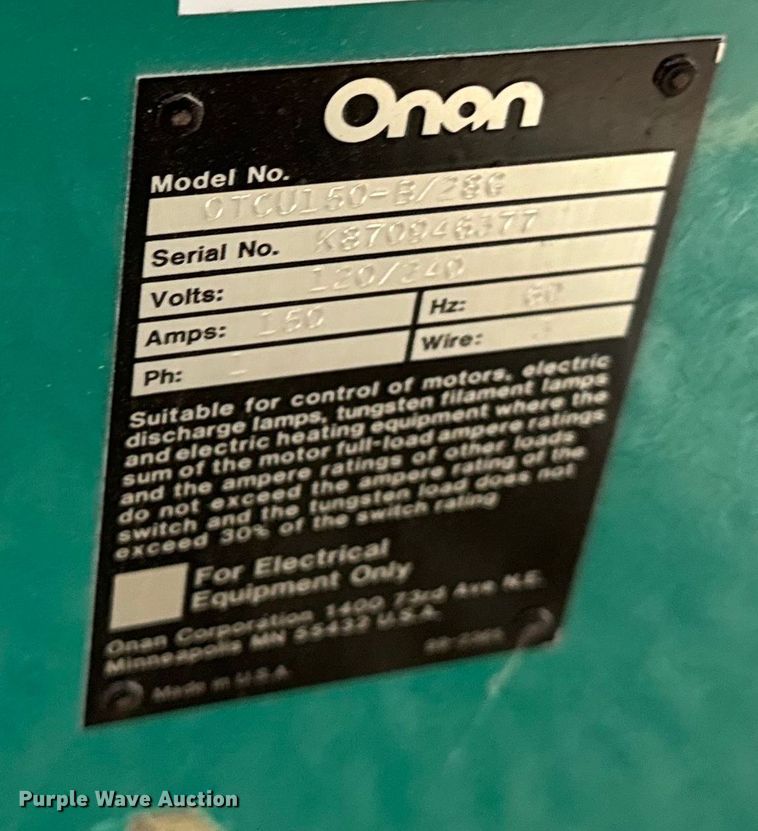 image for item EN0731 Onan 30.0EK-15R/23642R generator