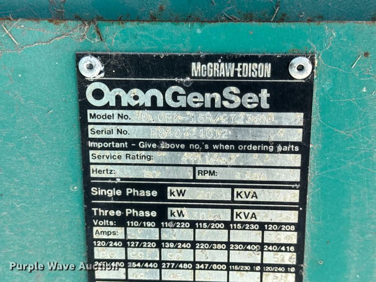 image for item EN0732 Onan 30.0EK-15R/27238N generator