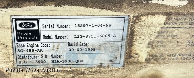 image for item EN0736 1998 Kohler 80RZ202 generator