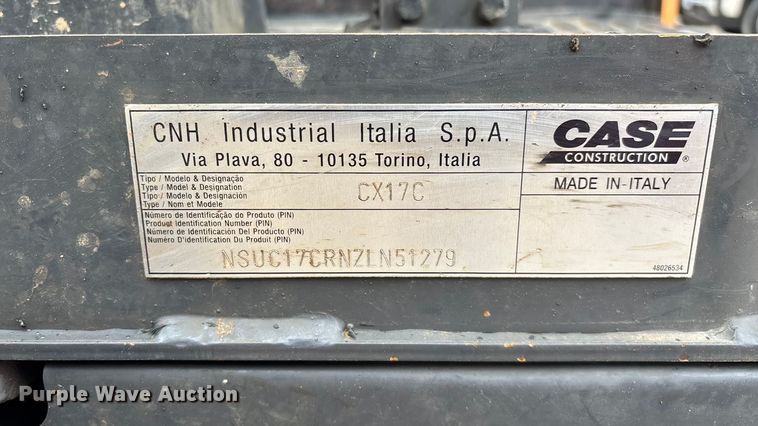 image for item EN5685 2017 Case CX17C mini excavator