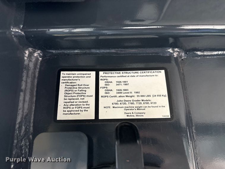 image for item EN5833 2008 John Deere 770D motor grader