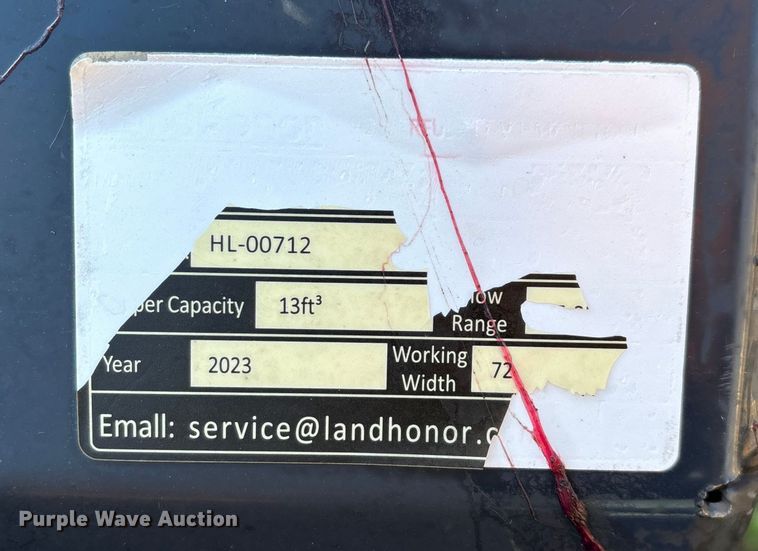 image for item EN5868 2023 Landhonor skid steer landscape rake