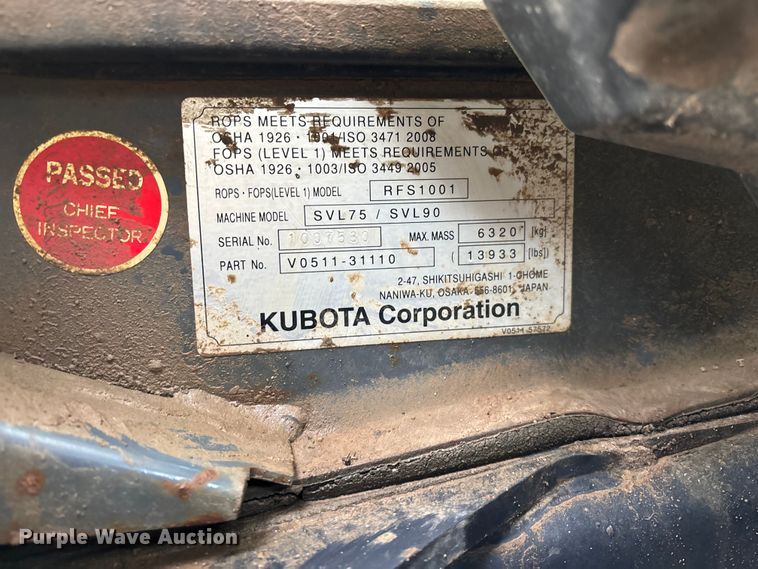 image for item EN5873 2013 Kubota SVL75 tracked skid steer loader