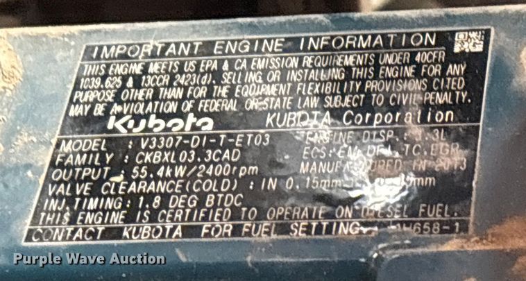 image for item EN5873 2013 Kubota SVL75 tracked skid steer loader