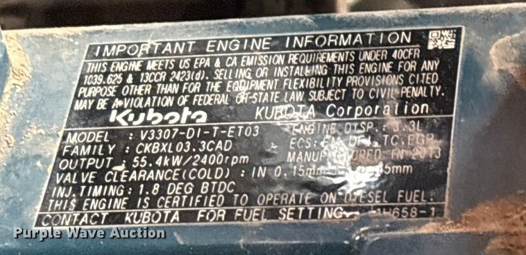 image for item EN5873 2013 Kubota SVL75 tracked skid steer loader