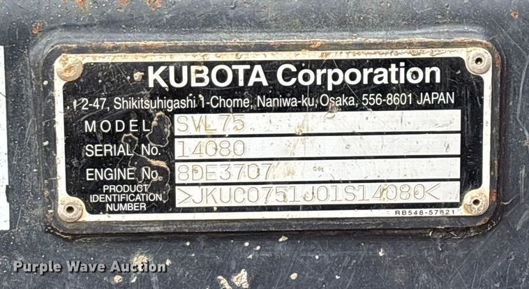 image for item EN5873 2013 Kubota SVL75 tracked skid steer loader