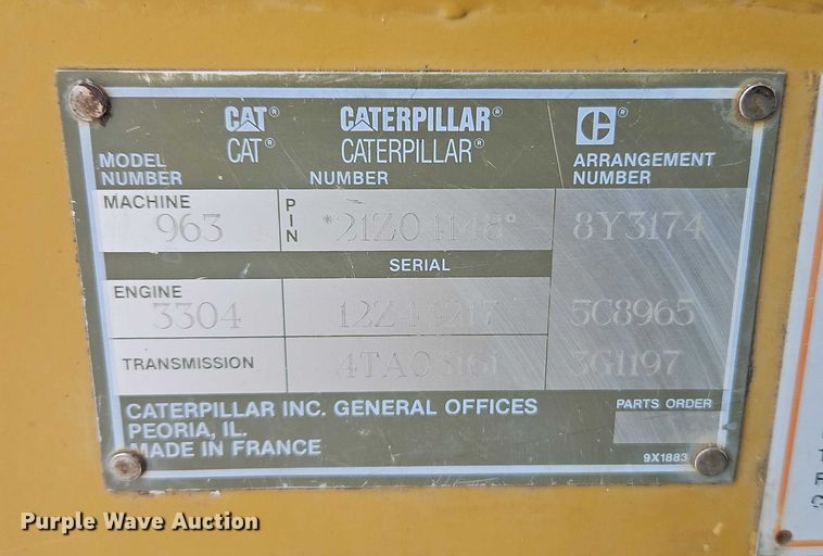 image for item EO4864 1991 Caterpillar 963 track loader