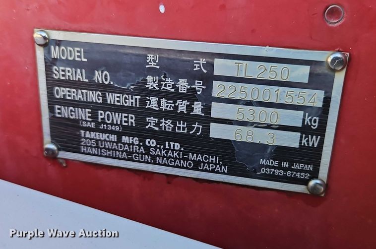 image for item EO4871 2012 Takeuchi TL250 tracked skid steer loader