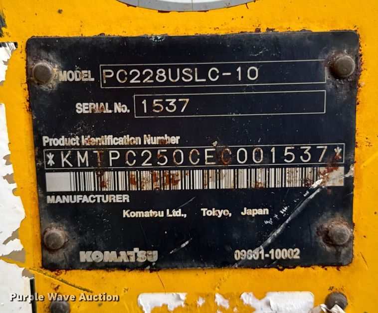 image for item ER0286 2015 Komatsu PC228USLC-10 excavator